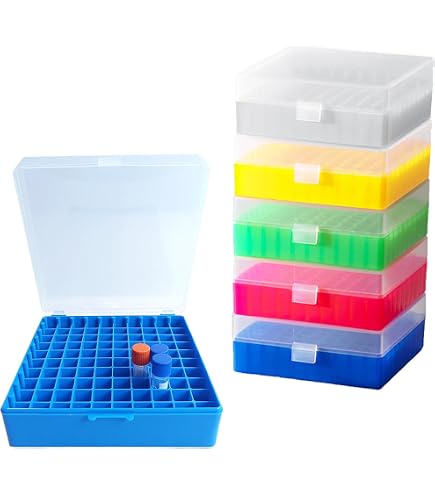 100 Well Polypropylene Cryogenic Boxes,Snap Clasp Lid,5 Colors